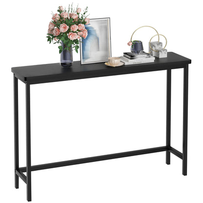 VASMIA Console Table, Slim Entryway Table, Narrow Sofa Table, 100cm Bamboo Hallway Table for Entryway, Living Room, Bedroom, Foyer, Black