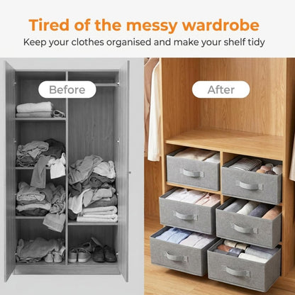 QINGGENG Wardrobe Storage Organiser with Handles, 2 Pack Foldable Clothes Drawer Organiser for Jeans, Trouser, Underwear, Socks, Bras