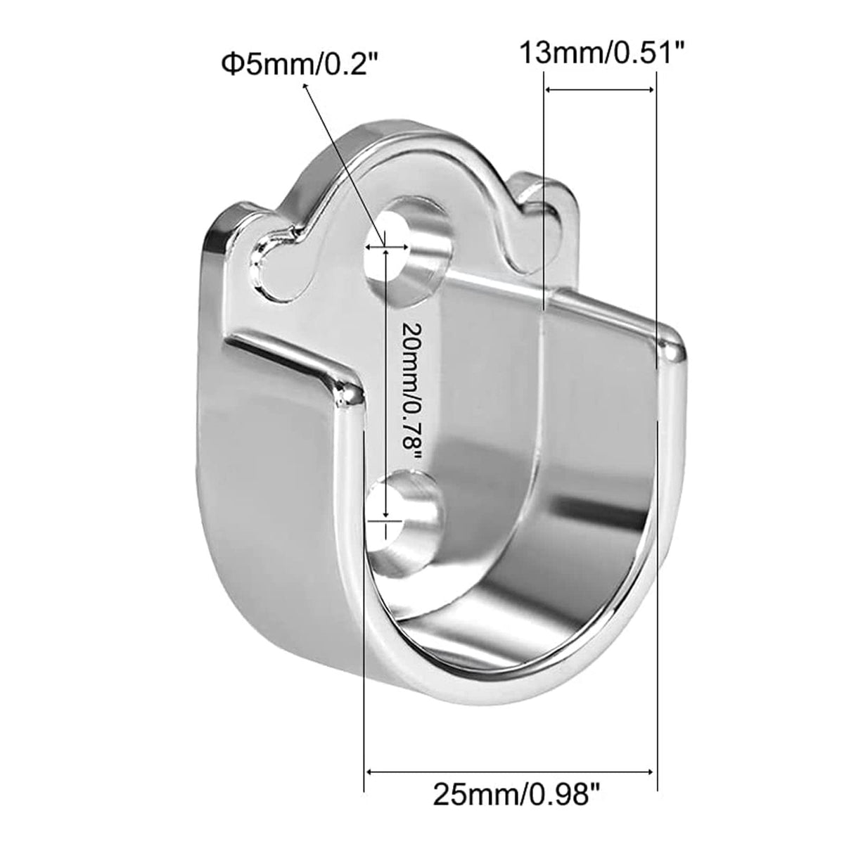 TA-VIGOR 2Pcs Wardrobe Closet Rod Bracket, U Shaped Zinc Alloy Shower Curtain Rod Pole End Supports Sockets Flange Holder Fit Rod Dia 25mm