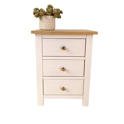 Kemtpase Storage 3 Drawers Nightstands White Oak Wood Bedside Tables For Bedroom Living Room Modern Bed Side Cabinet Furniture 16.54x12.6x22.05 Inches