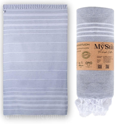 MyStilo 100% Recycled Cotton Hammam Towel - Sustainable and Natural - Sauna Towel, Beach Towel, Shower Towel, Bath Towel, Yoga Towel - Petrol
