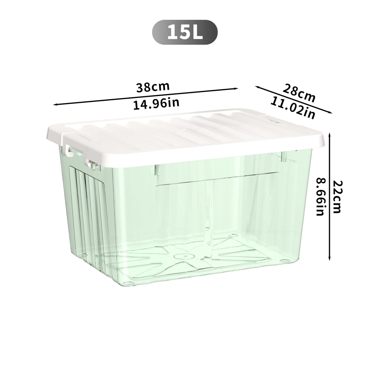 Cetomo 15L*6 Storage Boxes with Lids, Plastic Storage Box with Secure Side Latches, PP Nestable and Stackable Clear Organizer for Home, Office
