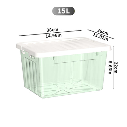 Cetomo 15L*6 Storage Boxes with Lids, Plastic Storage Box with Secure Side Latches, PP Nestable and Stackable Clear Organizer for Home, Office
