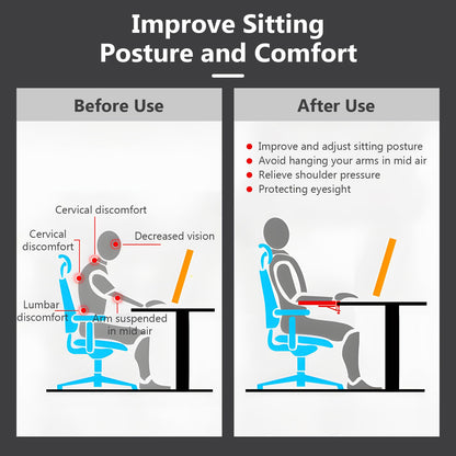Ergonomics Desk Extender Tray, 20x24x1cm Foldable Desk Extension Table Mount Arm Rest Shelf Without Punching Computer Keyboard Support Stand for Dorm
