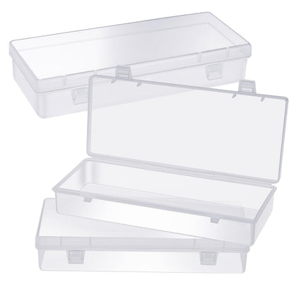 WLLHYF 3Pack Small Plastic Storage Containers with Hinged Lids, Rectangle Clear Plastic Storage Containers Box for Beads Jewelry and Crafts Items