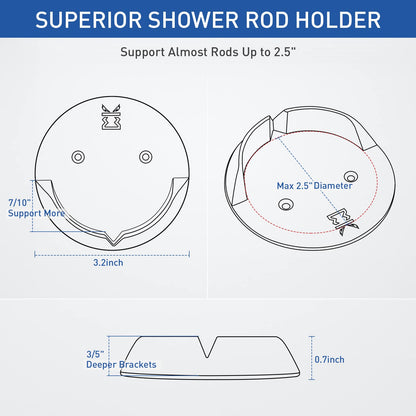 Shower Curtain Rod Holders for Wall – Kitosun Adhesive Tension Rod Retainer 3/5 Deep Support Brackets with Tape for No Drilling Quick Mount and
