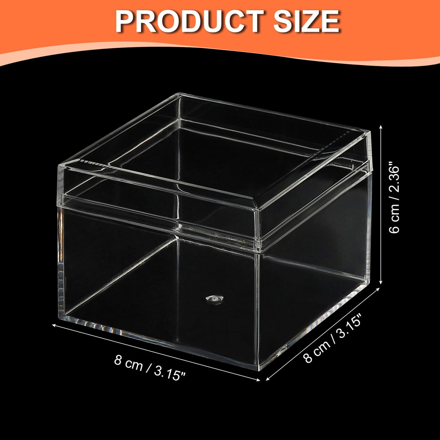 PATIKIL Acrylic Box with Lid 3.15" x 3.15" x 2.36", Clear Acrylic Display Boxes Plastic Square Cube Containers Storage Organizer for Candy Tiny