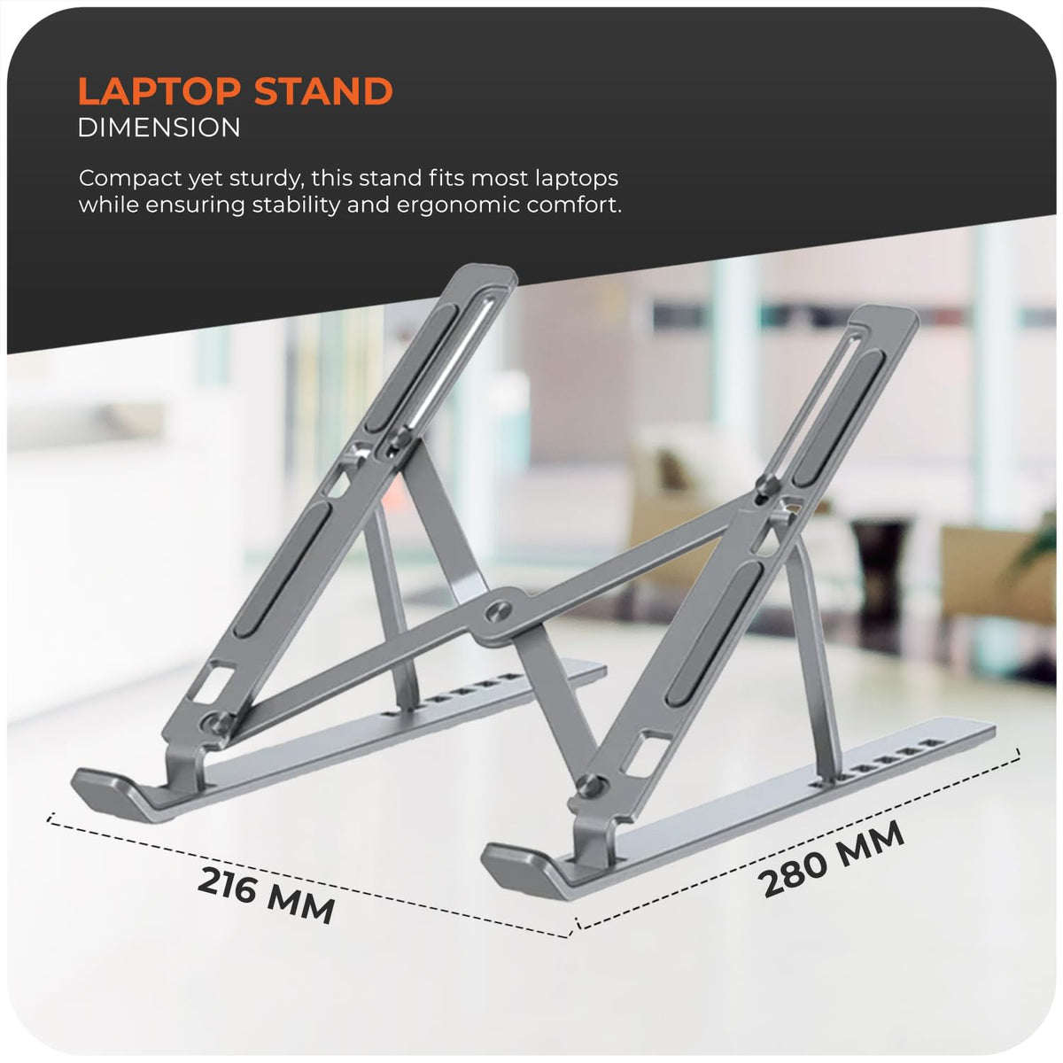 Roe Tenpo Laptop Stand For Desk, 6 Levels Height Adjustable Laptop Riser For Desk, Foldable & Portable, Compatible with MacBook Air/Pro, HP, ASUS