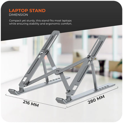 Roe Tenpo Laptop Stand For Desk, 6 Levels Height Adjustable Laptop Riser For Desk, Foldable & Portable, Compatible with MacBook Air/Pro, HP, ASUS