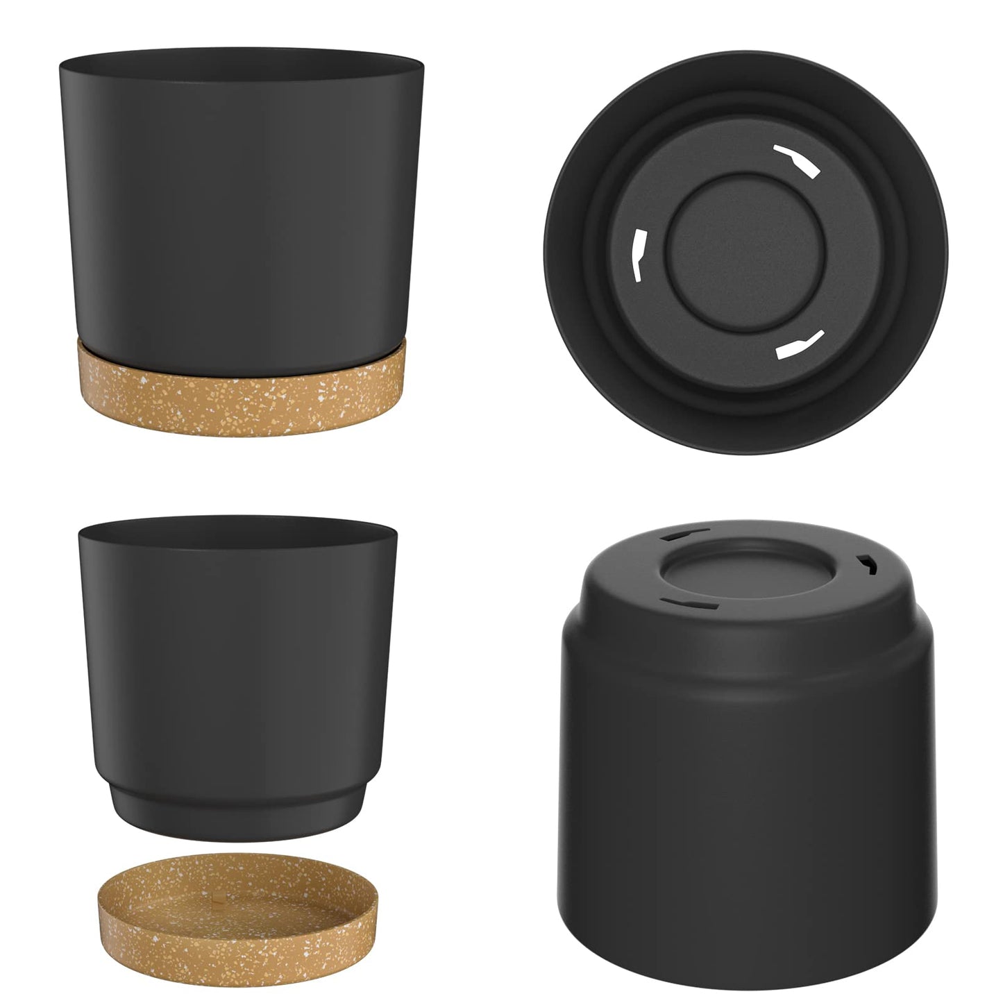 ZMTECH 30.5cm Plant Pots, Modern Planters with Drainage Holes and Detachable Saucer, Plastic Flower Pots for Plants for House Garden Windowsill (Set