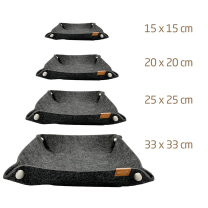 MIQIO® Design Premium Felt Bowls with Press Studs - 3 + 1 Set - Square Felt Storage Basket for Letters, Keys, Smartphone - Foldable Utensilo Bowl