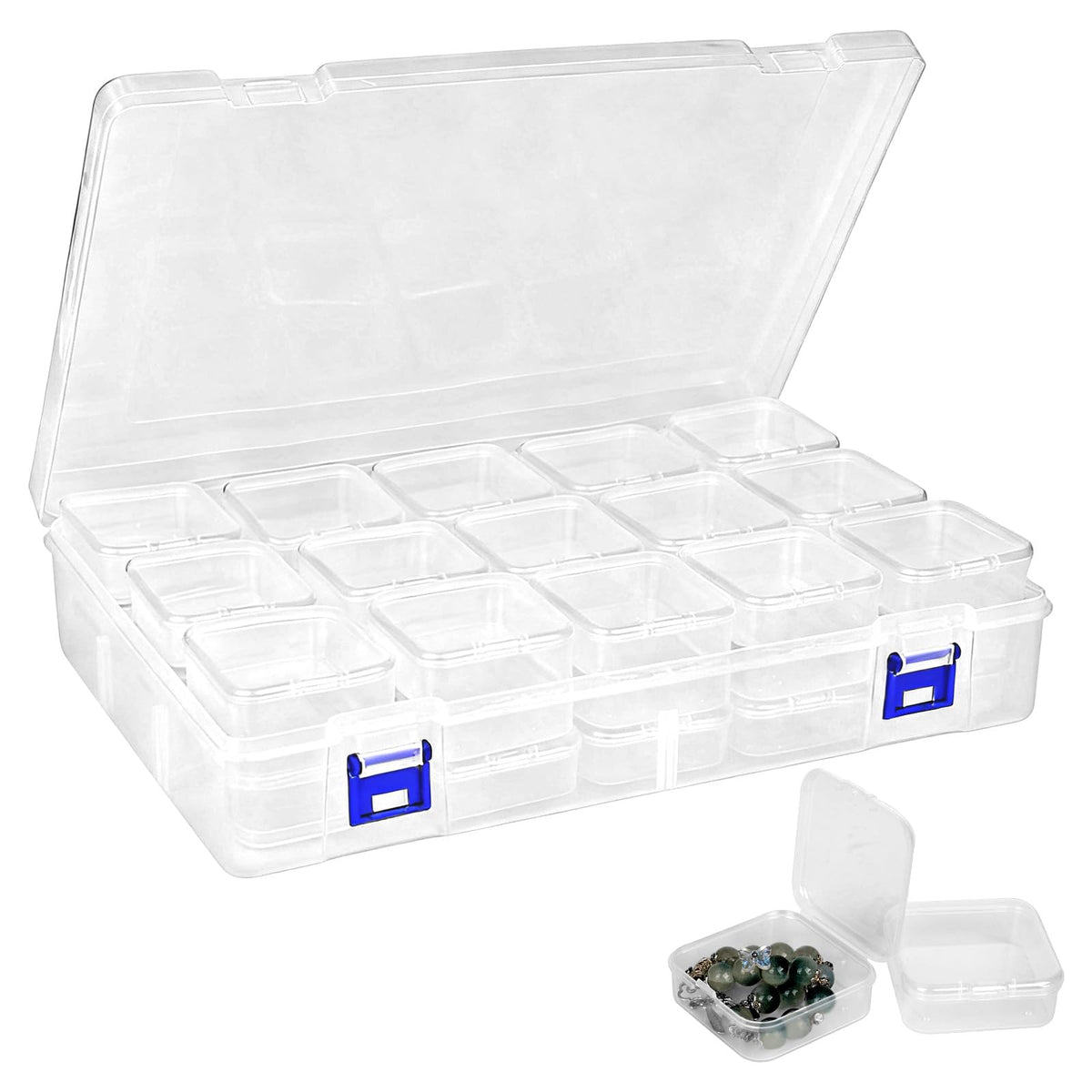 elthmpr Craft Storage Box - Bead Storage Box Transparent 45 Grids Small Plastic Storage Boxes