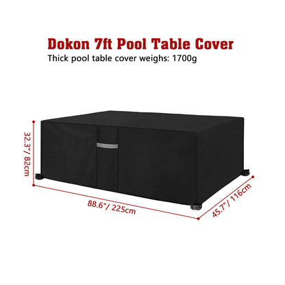 Dokon 7ft Pool Table Cover with Air Vent, Waterproof, Windproof, Anti-UV, Heavy Duty Rip Proof 600D Oxford Fabric Billiard Snooker Table Cover, Garden