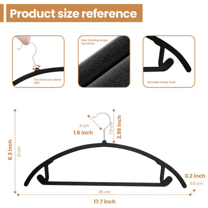 Jiang&Rong 60 Pack Black Velvet Hangers, Non-Slip Clothes Hangers