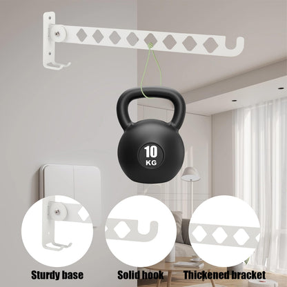YUE QIN 2 Pack 35cm Wall Mounted Clothes Drying Rack 8 Holes 180°Rotation