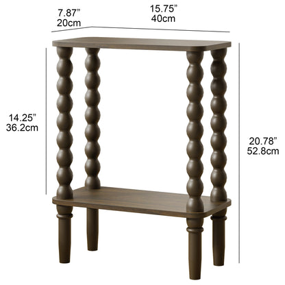 JERX 2-Tier Narrow Side Table Small End Table Walnut Brown