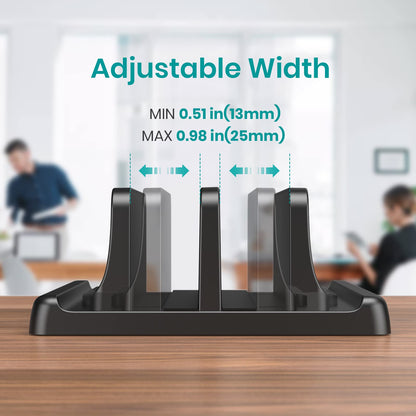 Vertical Laptop Stand for Desk, Klearlook Laptop Holder with Adjustable Slots, 4 in 1 Space-Saving Stand, Portable Notebook Stand for All MacBook, HP
