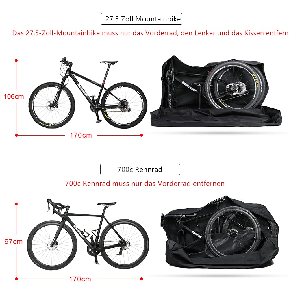 SUNTTELF Bike Carry Bag - Travel Case for 26-29 inch Folding MTB Road Bike Transport