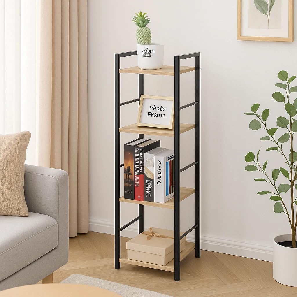CELINO making your day Industrial 4-Tier Ladder Bookshelf, Bookcase Shelving Unit