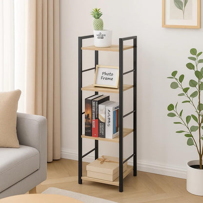 CELINO making your day Industrial 4-Tier Ladder Bookshelf, Bookcase Shelving Unit