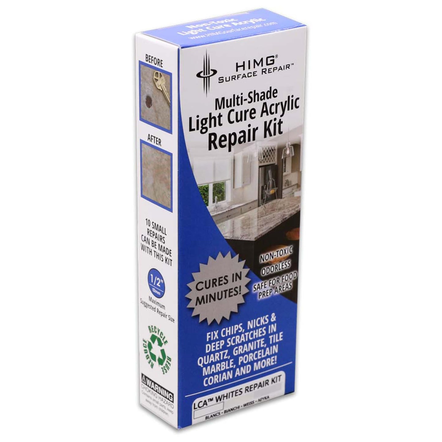 White Tones - Quartz Worktop Repair Kit White - Quartz, Marble, Granite, Acrylic, Porcelain Worktop Chip Repair Kit - HIMG Surface Repair