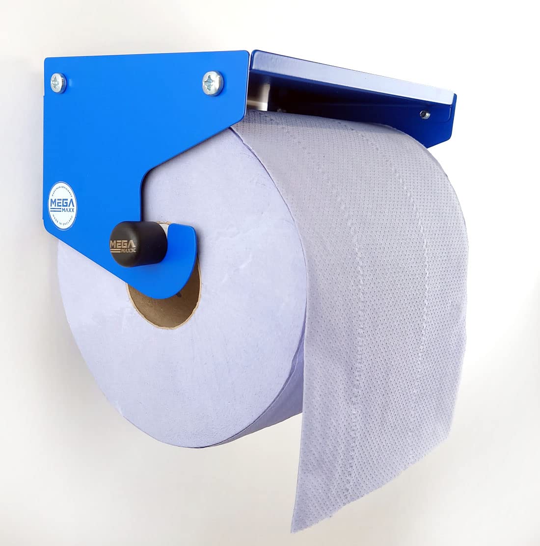 MegaMaxx Blue Roll and Paper Towel Holder - Wall Mounted Dispenser - Portable Industrial Paper Storage Shelf for Workshop, Kitchen, Toilet