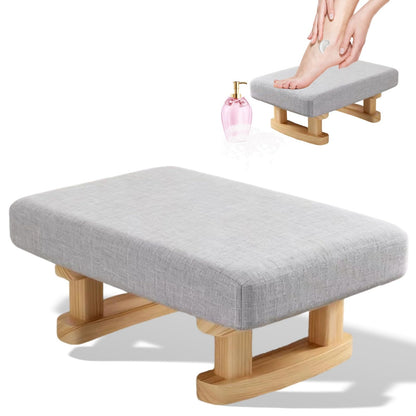 Small Footstool Ottoman, Removable Cover Fabric Foot Stool Rest with Wooden Legs and Non-Slip Soft Padding, Modern Footstools Step for Couch, Desk