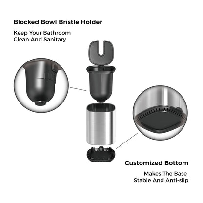 Sleek Toilet Brush Holder Set Toilet Bowl Brush Stainless Steel Automatic Open lid Toilet Bowl Cleaner Brush with Durable Bristle Head Toilet