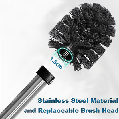 EINESIN Toilet Brush Replacement, Individually Changeable Brush with Strong Dense Bristles and Stainless Steel Handles, 8CM diameter