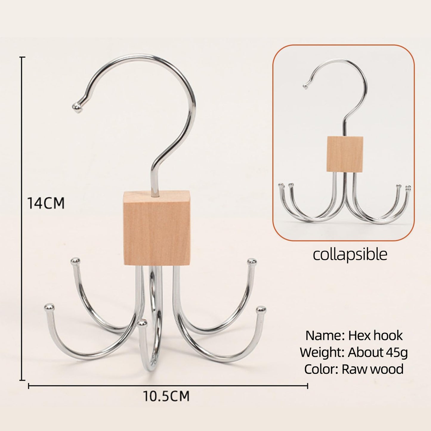 360° Swivel Belt Hanger for Wardrobe, Tie Rack Hanger for Men with 6 Hooks, Belt Storage Organiser, Tie hanger storage for Gloves, Scarves, Handbags