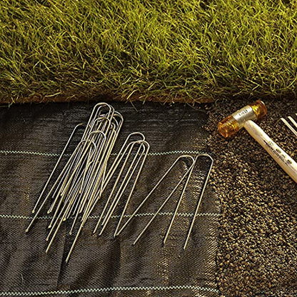 GardenMate Pack of 200 x 200mm multi-purpose steel Garden Securing Pegs - Ideal for hard floors - Made of 3.8mm thick galvanised steel wire