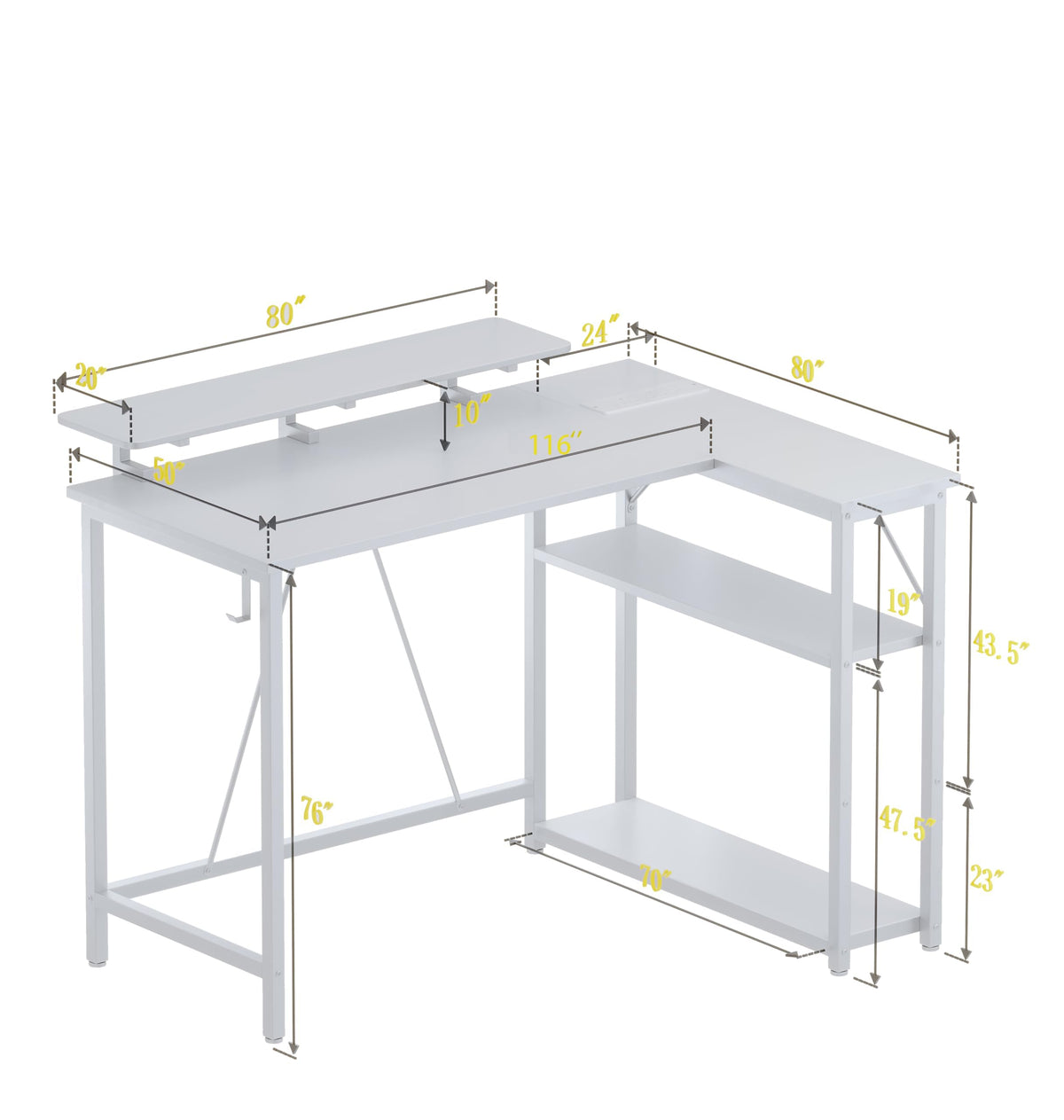 Xyphren L Shaped Gaming Desk with RGB LED Lights & Power Outlets,Corner Computer Desk with Adjustable Shelves
