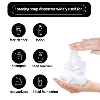 Apstaqeoo Foaming Soap Dispenser, 2Pcs 450ml Hand Soap Dispenser Refillable Foam Soap Liquid Pump Bottles Empty Plastic Shampoo Body Wash Container