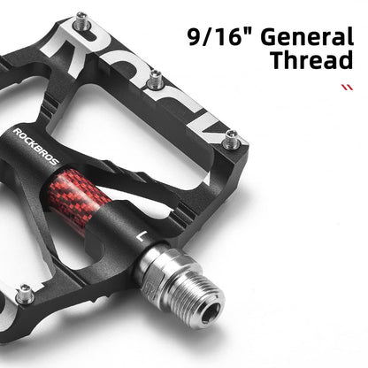 ROCKBROS Bicycle Pedals 9/16 "Aluminum Alloy MTB Pedals With Sealed Bearings Non-slip Pedals Black