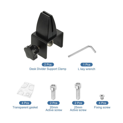 PATIKIL 1.8x1.3x2.1" Desk Divider Support Clamp, 2 Pcs Aluminum Desk Shield Clamp Desk Divider Partition Clamp Sneeze Guard Clamp Bracket for Office