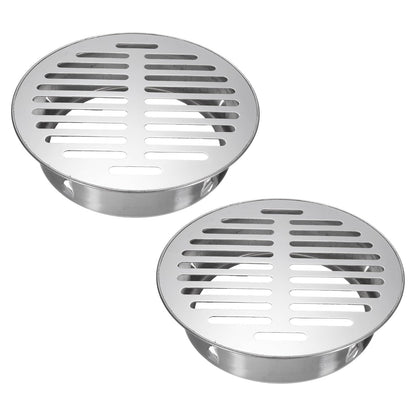 PATIKIL Floor Drain Cover 7.1" x 5.9" (160 Flat Mouth), 2 Pcs 304 Stainless Steel Round Anti Blocking Snap-in Drain Strainers for Outdoor Bathroom