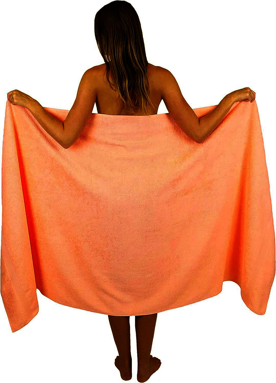 Wholesale Trade Dealz Extra Large Bath Sheet 100 x 200 cm Super Jumbo Big Bath Sheets Towels Beach Body Wrap XL Bath Towels 600-GSM (Orange)