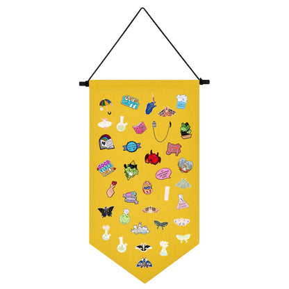Kunyeah Wall Hanging Brooch Organizer Storage Case Colorful Canvas Pin Board Stand Enamel Pin Badge Hanging Holder Display Banner Earrings Collection