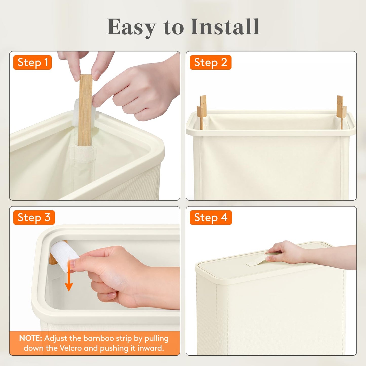 Lifewit Bamboo Toilet Roll Storage Cabinet with Lid,25L,Cream White