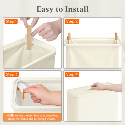 Lifewit Bamboo Toilet Roll Storage Cabinet with Lid,25L,Cream White