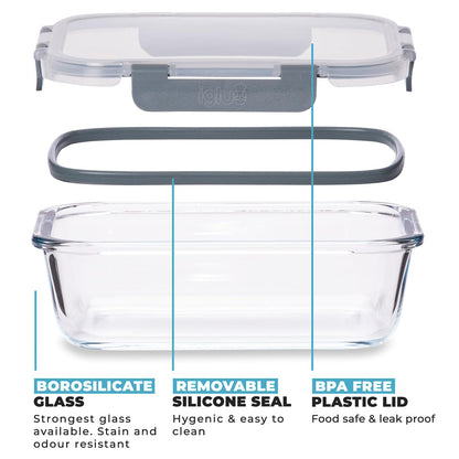 Igluu Meal Prep - Glass Containers with Leak-Proof Snap Lock Lids - Airtight Portion Control Food Storage. BPA-Free, Microwavable, Oven &