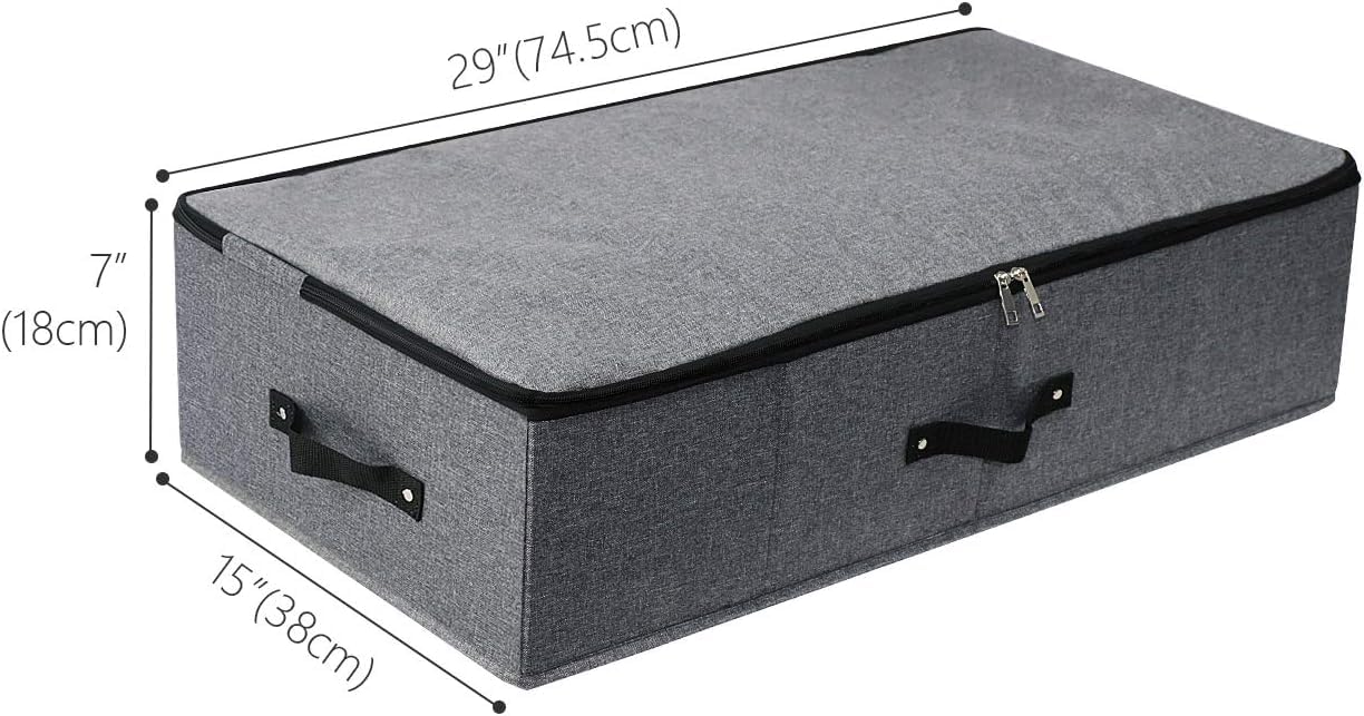 Omygarden Foldable Under Bed Storage Box with Plastic Support Liner, Handles, Zipper lid
