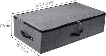 Omygarden Foldable Under Bed Storage Box with Plastic Support Liner, Handles, Zipper lid