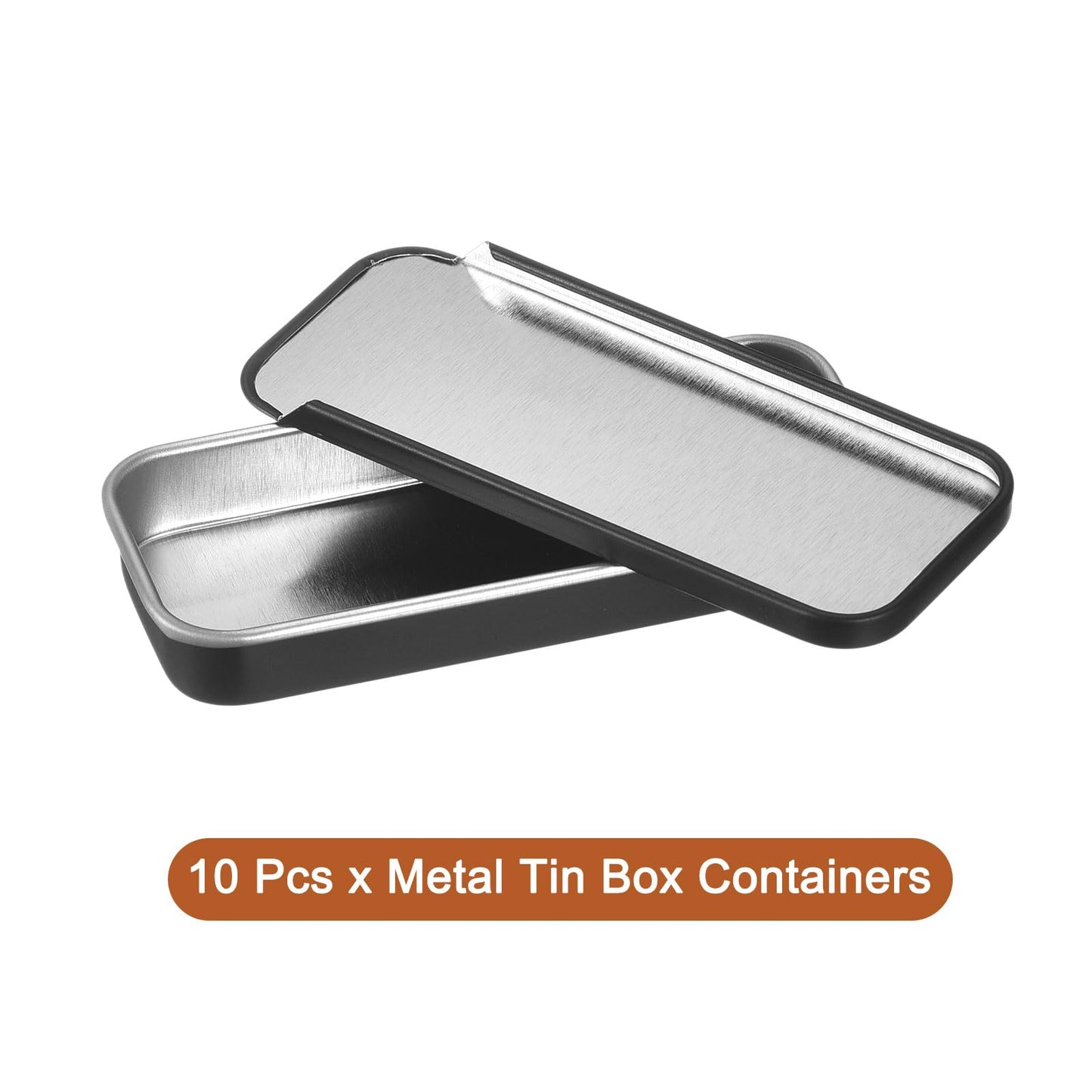 sourcing map 10 Pcs Metal Tin Box Container, 3.1x1.3x0.4 Inch Slide Top Tin Containers Empty Rectangular Storage Box Portable Mini Tin Case for Candy
