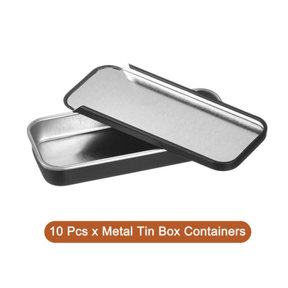 sourcing map 10 Pcs Metal Tin Box Container, 3.1x1.3x0.4 Inch Slide Top Tin Containers Empty Rectangular Storage Box Portable Mini Tin Case for Candy