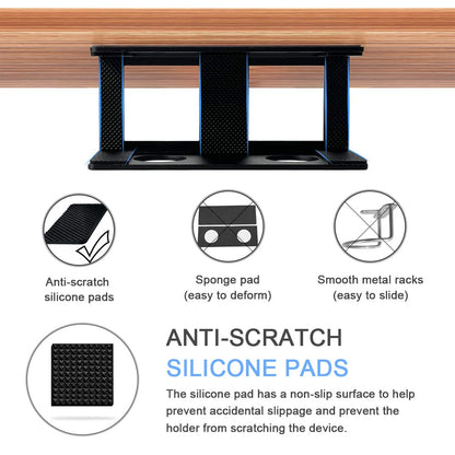 JEMACHE Under Desk Laptop Mount, Metal Under Table Desk Holder for Laptop, Mac Mini, MacBook, Keyboard with Anti-Scratch Silicone (Black)