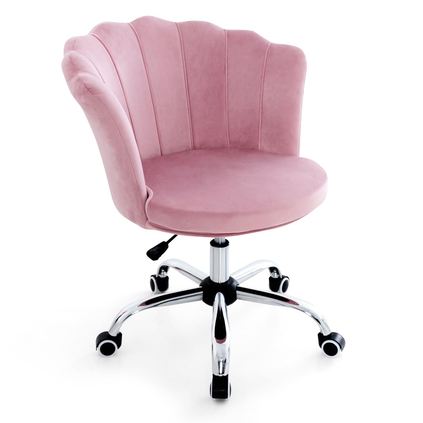 CASART Rolling Velvet Office Chair with Petal Backrest, Ergonomic 360° Swivel Upholstered Desk Chair