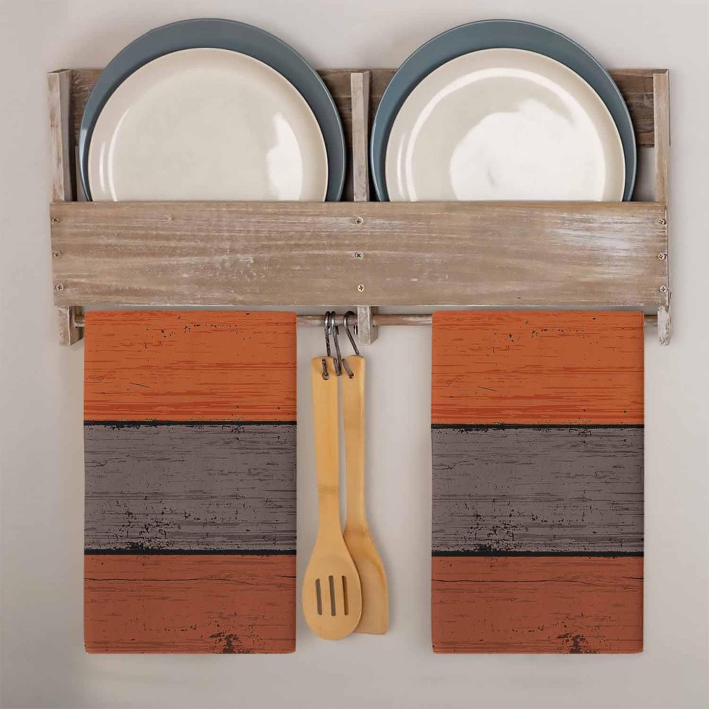 Cotton Kitchen Towels 3 Pack 18 X 28 Inch Farmhouse Rustic Barn Door Burnt Orange Grey Super Soft Tea Towels/Bar Towels/Hand Towels Absorbent