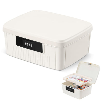 Yekolau Lockable Storage Box with Combination Code - Secure Document and ID Organiser, Waterproof Medication Case