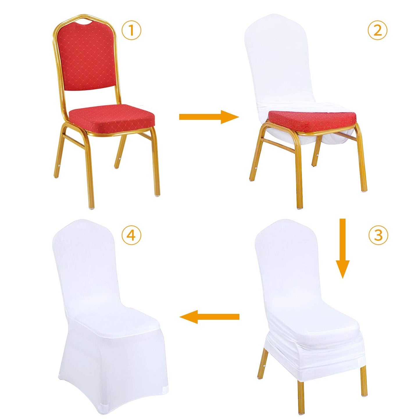 Kapwall 12 PCS White Chair Covers, Spandex Stretch Washable Chair Covers for Wedding,Party and Banquet